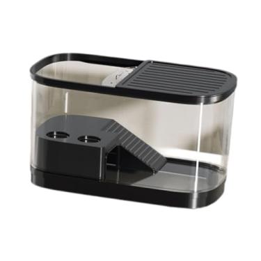 Imagem de WeiLaiKeQi Tanque de tartarugas Aquário multifuncional com tampas com plataforma Habitat para répteis Sapo Tartarugas aquáticas Gecko Anfíbios, Meio Preto