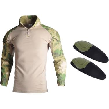 Imagem de Tático Camo Combate Uniforme Ternos De Treinamento Homens Camisa Calças Caça Roupas Paintball Roupas Com Almofadas, shirts atacs fg, XXL
