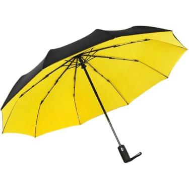 Imagem de Guarda-chuva Dupla Camada Widproof Guarda-chuvas Totalmente Automáticos Guarda-chuva Masculino Mulheres Três Dobrável Comercial Grande Durável Quadro Guarda-sol, Yellow, A