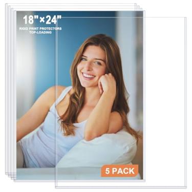 Imagem de Ndsox Pacote com 5 protetores rígidos de impressão de 45,7 cm x 61 cm, protetores de folha de plástico rígido transparente, capas para pôsteres, porta-páginas de revistas rígidas para fotos