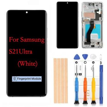 Imagem de [Moldura prateada] LCD Amoled para Samsung Galaxy S21 Ultra 5G G998 Tela digitalizadora LCD Touch Assembly Substituição SM-G998 A F P R4 T U V W 17.3 cm por BITANR