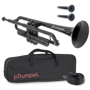 Imagem de Trompete de plástico pTrumpet Bb - Design pInstruments durável com aderência ergonômica - Inclui bocais 3C e 5C e bolsa de transporte - Som autêntico para estudantes e iniciantes - Construção ABS