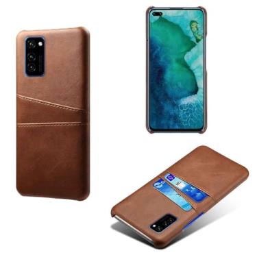 Imagem de Capas Compatível com Honor V30 Pro,Caso de couro PU-Tampa de telefone a prova de choque com 2 slots de cartão,Proteção anti-impressão digital e anti-gota-Brown