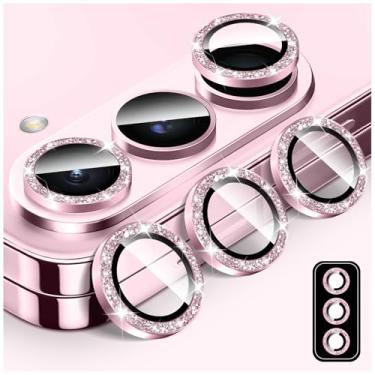 Imagem de Kucheed Protetor de lente de câmera Bling para Samsung Galaxy Z Fold 4, protetor de tela de vidro temperado, alinhamento automático de glitter, anéis de metal individuais, adesivos de filme