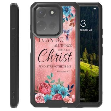Imagem de CAPAUNVDA Capa para Motorola Moto G Power 2025, proteção aprimorada da câmera, capa de telefone de proteção à prova de choque de nível militar para Moto G Power 2025, Bíblia Filipenses 4-13