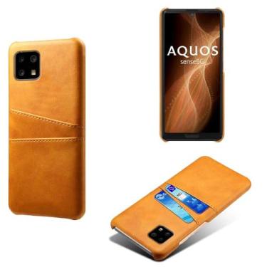 Imagem de Capa compatível com Sharp Aquos Sense 4, capa de couro PU - Capa de telefone fina à prova de choque com 2 compartimentos para cartão, proteção anti-impressão digital e antiqueda, plástico de couro