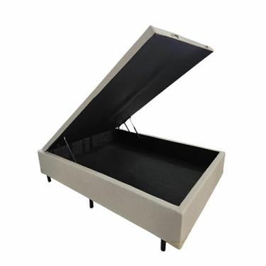 Imagem de Cama Box Areia Com Baú Casal Linhão 1,38x1,88 Pistão A Gás