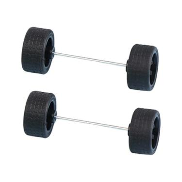 Imagem de EHJRE Conjunto de 2 Rodas em Escala 1/64 com Eixos de Haste Redonda E Aros de Liga Leve para Modelos, Preto, Tamanho real