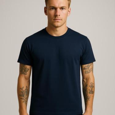 Imagem de Camiseta Preta Masculina Gola Redonda Lisa Casual Premium - Obstinate,