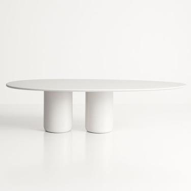 Imagem de Mesa de Jantar Oásis Orgânica Cilíndrica Laca Branca 160x90 cm - Linn 