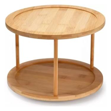 Imagem de Organizador Giratório Bambu 2 Andares Cozinha Bancada