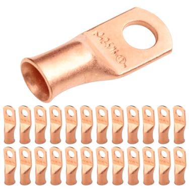 Imagem de SELTERM 2 parafusos AWG de 0,6 cm (25 peças) UL para serviço pesado, terminais de cabo de bateria, ilhós de cobre nu, conectores de terminal de anel tubular [B47]