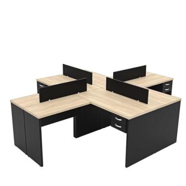 Imagem de Estação de Trabalho com 4 Escrivaninhas em L Office - Netmobil