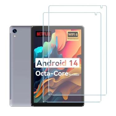 Imagem de Misenya Pacote com 2 películas protetoras de tela para tablet Android URAO C107 de 10,1 polegadas, película de vidro temperado antiarranhões, antipoeira/dureza 9H Ultra HD