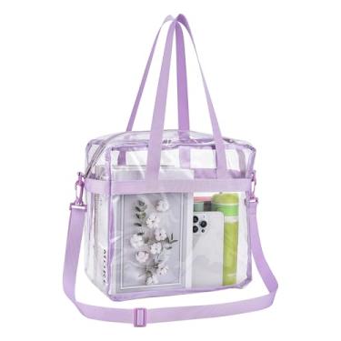 Imagem de Oraben Bolsa transparente aprovada para estádio 30 x 15 x 30 cm, bolsa de estádio para trabalho, esportes, academia, Roxo claro, 12x6x12
