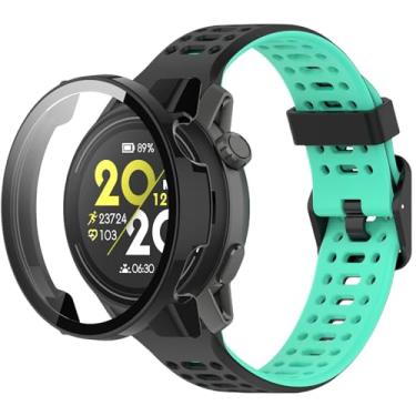 Imagem de QHBAMD Pulseiras de relógio compatíveis com COROS Pace 3, com capa de PC, macia, respirável, à prova d'água, esportiva, pulseira de silicone para Pace 3