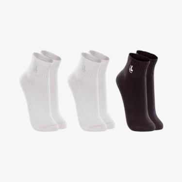 Imagem de Kit 3 Pares de Meias Lupo Cano Médio 03223-089, Branco, Branco, Preto,