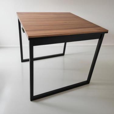 Imagem de Mesa de Jantar Quadrada Industrial Salt Lake Carvalho e Preta 80x80 pa