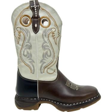 Imagem de Bota Country Masculina Texana em Couro Cano Alto Bico Quadrado Solado Conforto Jump Western Oliveira 15.000/3