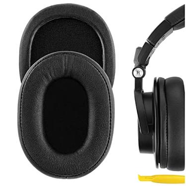 Imagem de Geekria Almofadas auriculares de substituição QuickFit para fones de ouvido Audio Technica ATH-M50X, M50XBT, M50xBT2, M50, M40X, M30, M20, AR5BT, almofadas auriculares com guia de vídeo (preto)