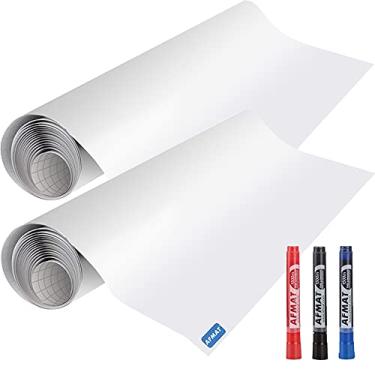 Imagem de Papel de parede de quadro branco, rolo de quadro branco, adesivo em quadros brancos para parede, rolo apagável a seco de 0,5 x 3,4 m, à prova de manchas, adesivo de quadro branco super pegajoso para