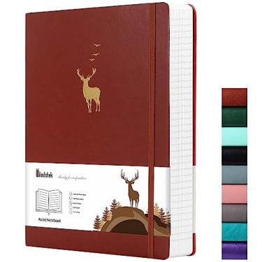 Imagem de Wiisdatek Caderno forrado com capa macia, 312 páginas numeradas grande B5 couro grosso, papel pautado 100 g/m², para homens e mulheres, 19 cm x 25 cm - marrom