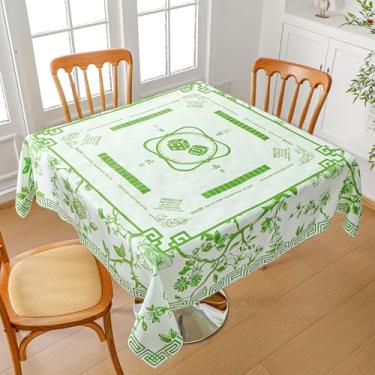 Imagem de Oudain Chinoiserie Mahjong Toalha de mesa floral cartão toalha de mesa 137 x 139 cm toalha de mesa quadrada capa de mesa de jogo com regras de jogo para iniciantes Mahjong, cartas, jogos de tabuleiro