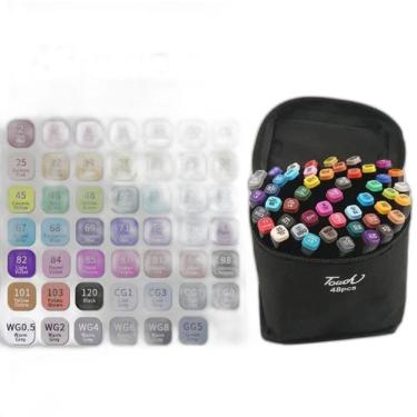 Imagem de Marcadores Ponta Dupla Álcool 48 Cores, Canetas Marcadoras