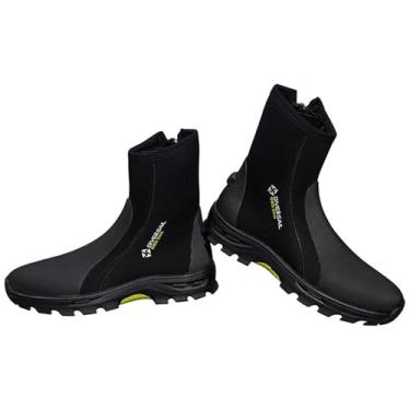 Imagem de Generic Botas de mergulho de neoprene de 5 mm, botas para roupa de mergulho, zíper lateral para wakeboard, sola antiderrapante com travas, biqueira reforçada, Ue 38 a 39