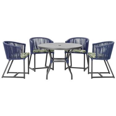 Imagem de Mesa Com 4 Cadeiras E Noronha Estofado 5 Trama autêntico Azul