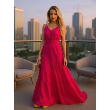 Imagem de Vestido Feminino Alça de Regulagem Madrinha Chá Revelação Vestido Long