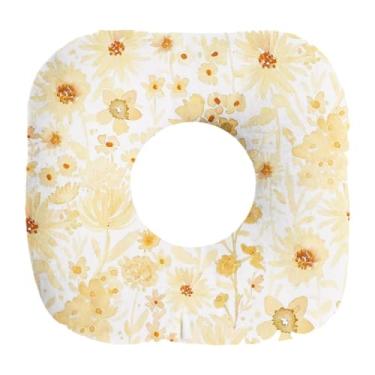 Imagem de DimyFew Travesseiro para piercing de orelha, almofada ergonômica lavável para dormir lateral, protetor auricular para quarto, Flor