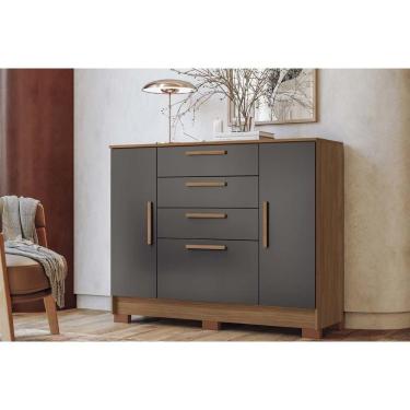 Imagem de Cômoda De Quarto Pinhais C- 2 Portas E 4 Gavetas Jatobá-grafite - Santos Andirá