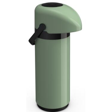 Imagem de Garrafa Térmica De Mesa 1 Litro de Pressão com alça Ampola de Vidro Verona Unitermi (VERDE)