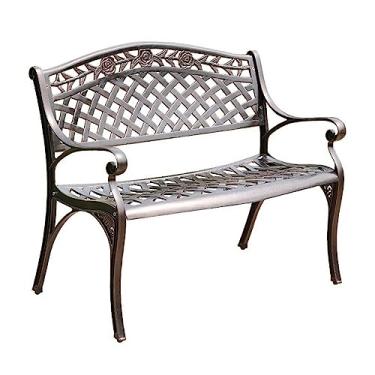 Imagem de Banco de jantar de metal para jardim com encosto e apoio de braço na varanda, terraço, jardim e pátio móveis de assento externo