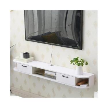 Imagem de Suporte de TV flutuante montado na parede para console de mídia armário para armazenamento de TV, centro de entretenimento, sala de estar, quarto, console de mídia (branco)