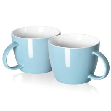 Imagem de fMSDD Canecas de café, 900 ml, canecas de sopa de cerâmica, conjunto de 2, copos de sopa grandes, seguros para lava-louças, microondas, copos enormes de latte, para escritório, casa, presentes de