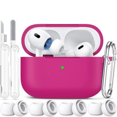 Imagem de Joremx Capa compatível com Airpods Pro 2 2023/2022/2019 com kit de limpeza, capa de proteção de silicone para AirPod Pro com pontas auriculares para mulheres e homens, capa para Airpods Pro 2ª/1ª