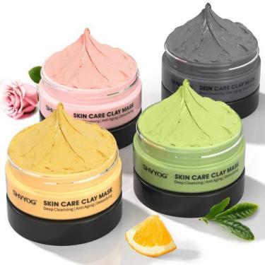 Imagem de Conjunto de máscaras faciais de argila SHVYOG, açafrão, vitamina C, ch