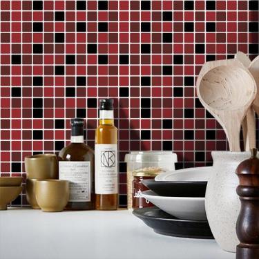 Imagem de Adesivo Destacável Pastilha para Cozinha Mix Vinho - TaColado, 15 x 15