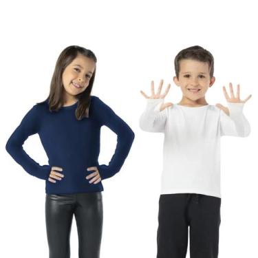 Imagem de Kit Segunda Pele Infantil Térmica Branca Flanelado E Marinho - Vrasalo
