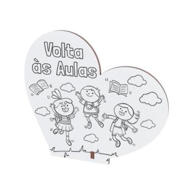 Imagem de 10 Lembrancinhas Coração para Colorir Infantil Escola Volta às Aulas I
