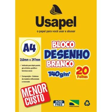 Imagem de Bloco de Desenho Branco A4 140g 20Fls Usapel
