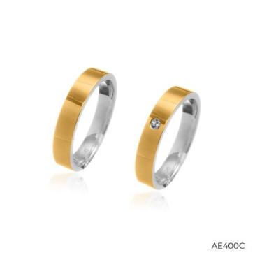Imagem de Par de Alianças Lumini encapadas em Ouro 18k com 4mm de largura - Joia