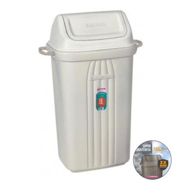 Imagem de Lixeira 30 Litros Cesto De Lixo Tampa Basculante Com Alças Para Áreas 