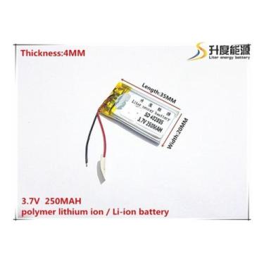 Imagem de Bateria 3.7v 250 Mah 4mm X20mm X35mm 2 Fios 402035 - bgb