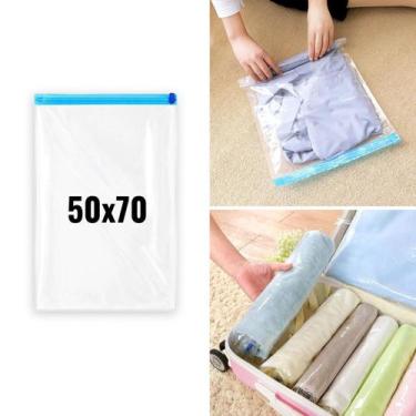 Imagem de Saco À Vácuo Organizador Protetor Roupas Viagem 50x70cm - TOP ÚTIL
