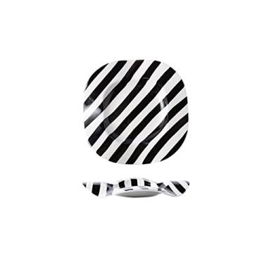 Imagem de Pratos de sobremesa prato quadrado feito à mão prato de jantar de cerâmica restaurante prato de sobremesa francesa 19,3 cm porcelana arte pratos de jantar aperitivos para micro-ondas/lava-louças