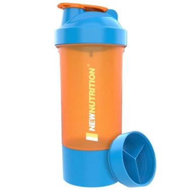 Imagem de Coqueteleira Smart 3 Partes 600ml Laranja com Tampa Azul NEWNUTRITION,