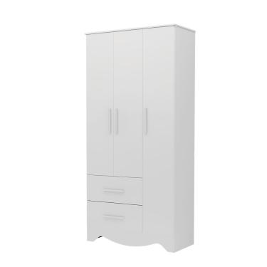 Imagem de Armário Bebê Popy Retrô 3 Portas Lisa Plus Branco Peroba